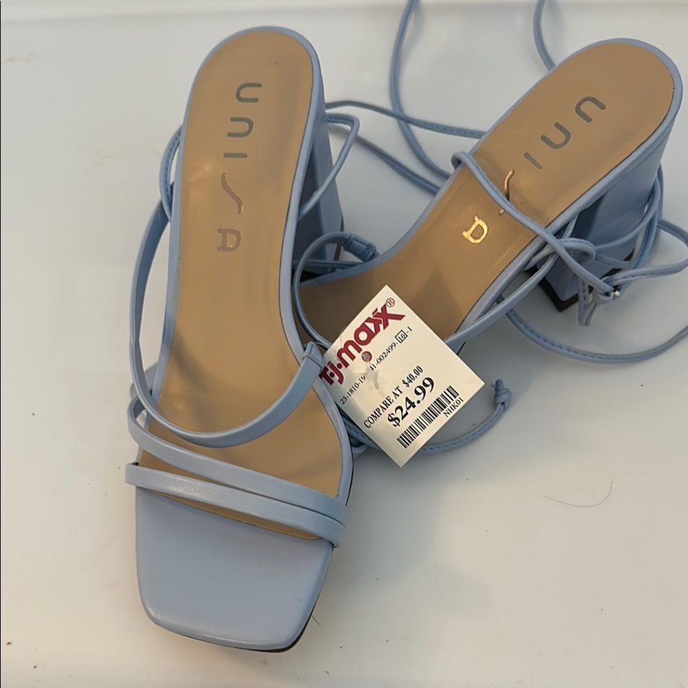 Unisa Blue Block Heel Sandals